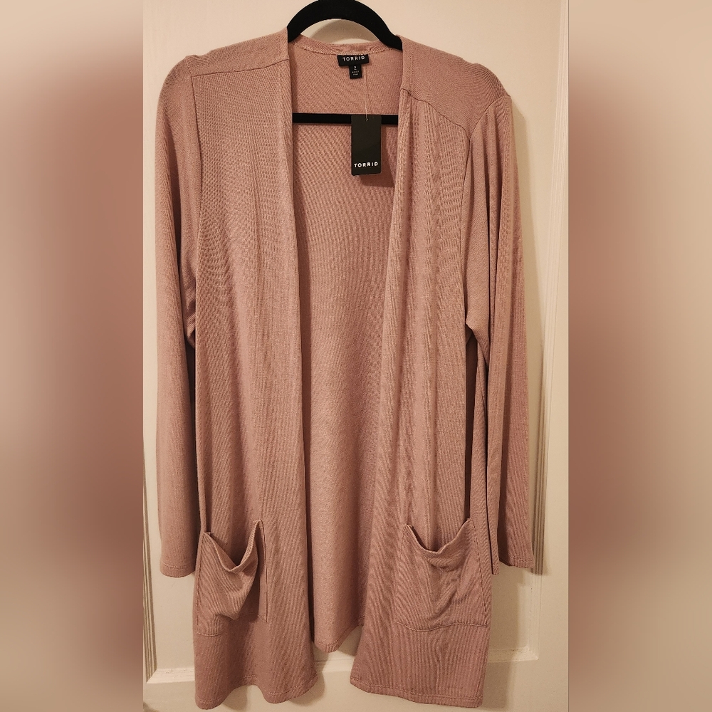 NWT Torrid Plus Size 2XL Beige Cardigan Light Weight Sweater